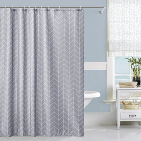Neel Blue Shower Curtain Polyester  Bathroom Curtain Mould & Mildew Resistant With 12 Curtain Hook 180 x 180cm