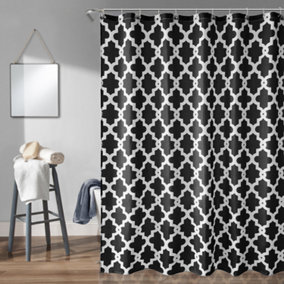 Neel Blue Shower Curtain Polyester Fabric Bathroom Washable Curtain With 12 Curtain Hook  180 x 180cm