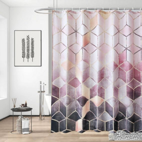Neel Blue Shower Curtain Polyester Fabric Bathroom With 12 Curtain 180cm  x 200cm