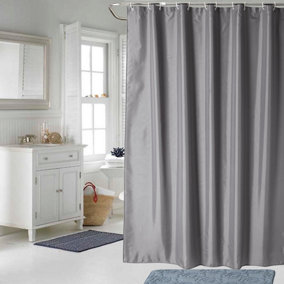 Neel Blue Shower Curtain Polyester Mould & Mildew Resistant With 12 Curtain Hook