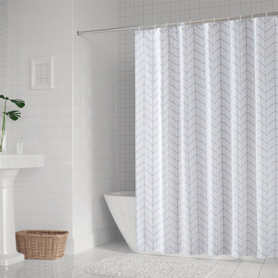 Neel Blue Shower Curtain With Hooks, Waterproof Polyester Fabric, 180cm ...