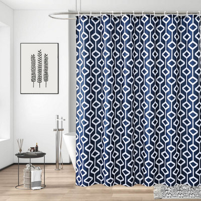 Neel Blue Shower Curtain With Hooks, Waterproof Polyester Fabric, 180cm x 200cm Price Comparisons | Compare The Build
