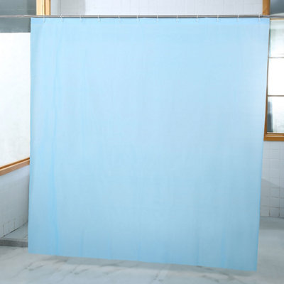 Neel Blue Shower Curtain With Hooks, Waterproof Vinyl Fabric, 180cm x 180cm Blue
