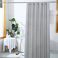 Neel Blue Shower Curtain With Hooks, Waterproof Vinyl Fabric, 180cm x 180cm Grey