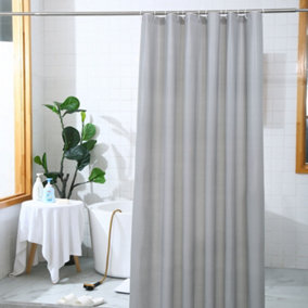 Neel Blue Shower Curtain With Hooks, Waterproof Vinyl Fabric, 180cm x 180cm Grey