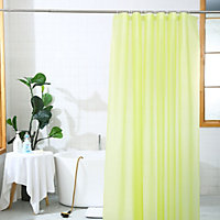 Neel Blue Shower Curtain With Hooks, Waterproof Vinyl Fabric, 180cm x 180cm Lime Green