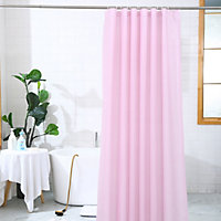 Neel Blue Shower Curtain With Hooks, Waterproof Vinyl Fabric, 180cm x 180cm Pink