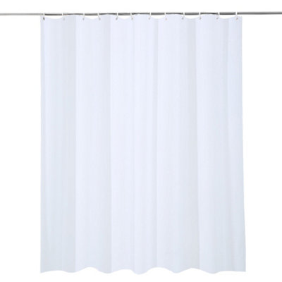 Neel Blue Waterproof Polyester Fabric Shower Curtain With Hooks 180cm X