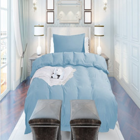 Neel Blue Single Duvet Cover Matching Pillow Case - Sky Blue