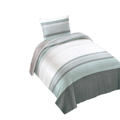 Neel Blue Single Printed Duvet Cover Matching Pillow Case - Green & Grey