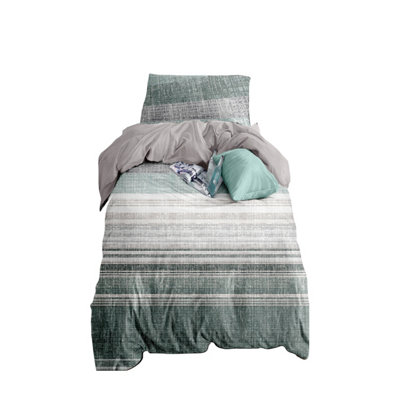 Neel Blue Single Printed Duvet Cover Matching Pillow Case - Green