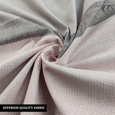 Neel Blue Single Printed Duvet Cover Matching Pillow Case - Pastel Pink & Grey