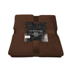 Neel Blue Soft Fluffy Fleece Blanket - Brown - 130cm x 150cm