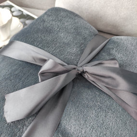 Neel Blue Soft Fluffy Fleece Blanket - Grey - 130cm x 150cm