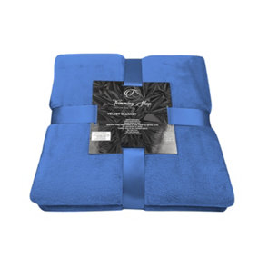 Neel Blue Soft Fluffy Fleece Blanket - Navy - 130cm x 150cm