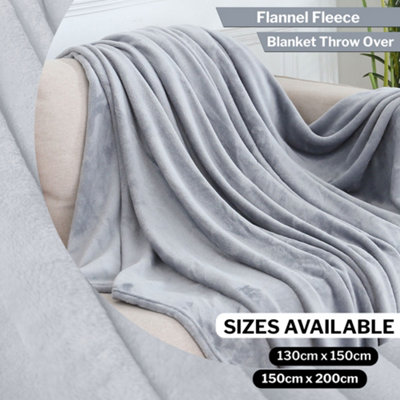 Neel Blue Soft Fluffy Fleece Blanket - Silver - 130cm x 150cm