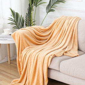 Neel Blue Soft Fluffy Fleece Large Blanket - Beige - 150cm x 200cm