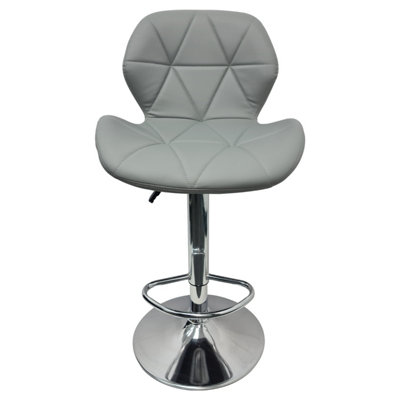 Neel Blue Swivel Bar Stool, Adjustable Height Faux Leather Breakfast Modern Chair, Grey