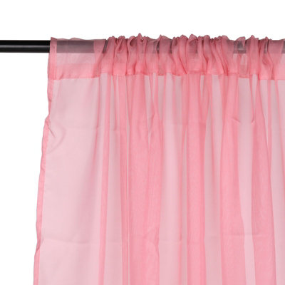 Neel Blue Voile Curtains Slot Top, 2 Curtains, Blush Pink - 56" Width x 90" Drop