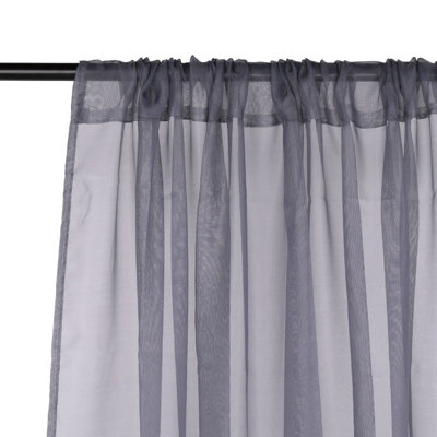 Neel Blue Voile Curtains Slot Top, 2 Curtains, Grey - 56" Width x 54" Drop