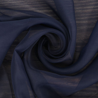 Neel Blue Voile Curtains Slot Top, 2 Curtains, Navy Blue - 56" Width x 72" Drop