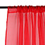Neel Blue Voile Curtains Slot Top, 2 Curtains, Red - 56" Width x 54" Drop
