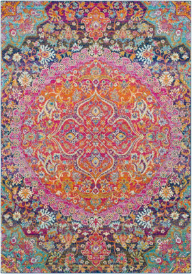 NEERJA Vintage Traditional Oriental Boho Garnet Area Rug 160 x 220 cm