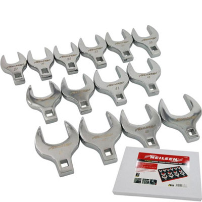 Neilsen 14pc Jumbo Crows Foot Feet Wrench Spanner Set 1/2" Metric 27mm - 50mm