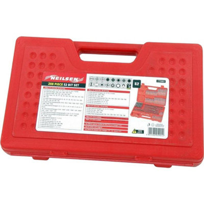 Neilsen 208pc S2 Pozi Philips Slotted Flat Driver tamperproof Hex Bit Socket Set