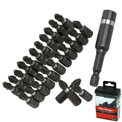 Neilsen 26pc Impact Bit Holder Set Drill Driver Screwdriver 25mm PZ2 ...