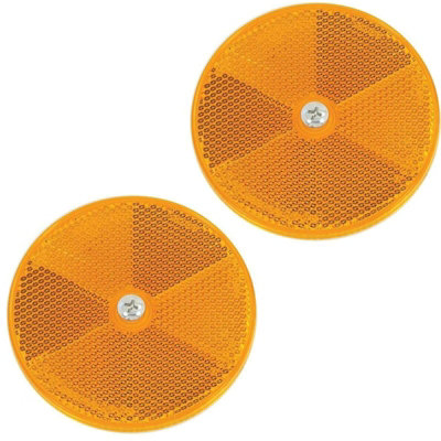 Neilsen 2pc Amber Round Reflector Light Rear Trailer Reflectors Caravan ...