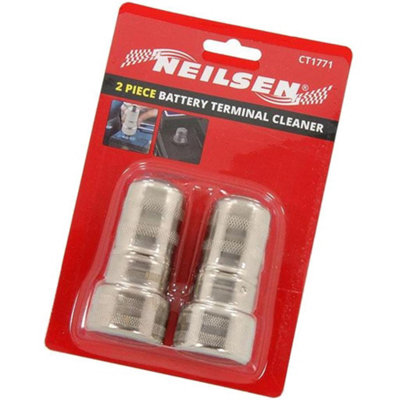 Neilsen 2pc Battery Post and Terminal Cleaner Twin Steel Bristle Brushes