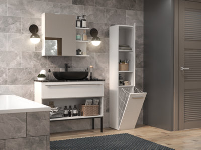 Nel IV Bathroom Cabinet White in Modern Style