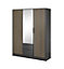Nelly Contemporary Mirrored Hinged 3 Door Wardrobe Graphite 2 Drawers 8 Shelves 1 Rail Lamela Decor (H)2000mm (W)1550mm (D)510mm