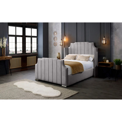 Nelly Plush Velvet Silver Bed Frame