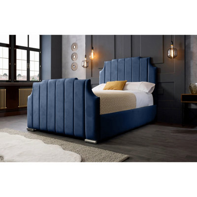 Nelson Plush Velvet Blue Bed Frame