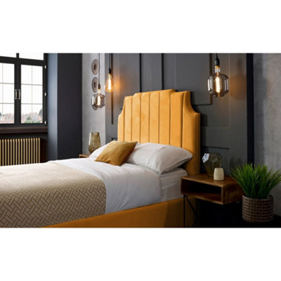 Nelson Plush Velvet Mustard Bed Frame