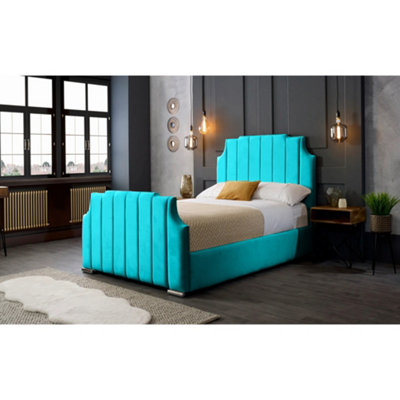 Nelson Plush Velvet Teal Bed Frame