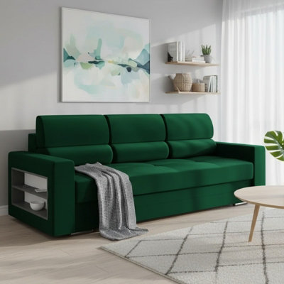 NEMO Sofa with Sleeping Function Storage Container and Shelf Green