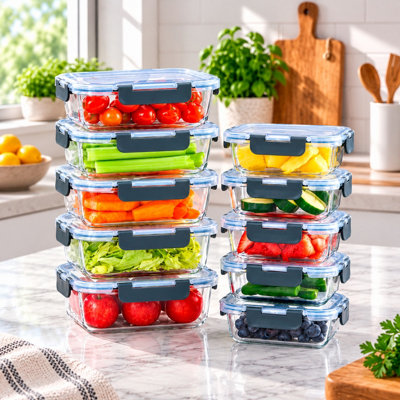 Neo 10 Glass Containers & 10 Lids Food Storage Set - 10 Piece