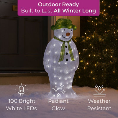 Neo 100 White LED Snowman Figure 55cm Light Up Lights Static