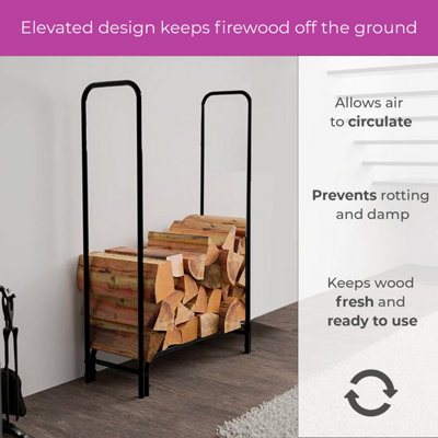 Neo 120cm Outdoor Metal Log Holder Storage Rack with Cover - 3