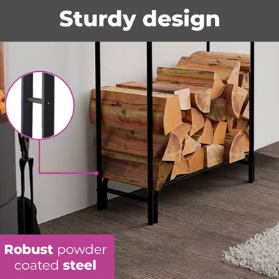 Neo 120cm Outdoor Metal Log Holder Storage Rack with Cover - 4