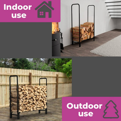 Neo 120cm Outdoor Metal Log Holder Storage Rack with Cover - 5