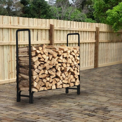 Neo 120cm Outdoor Metal Log Holder Storage Rack with Cover - 7