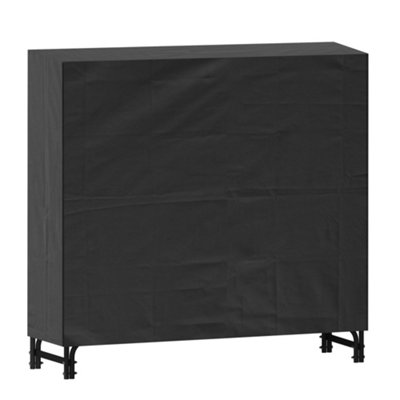Neo 120cm Outdoor Metal Log Holder Storage Rack with Cover - 9