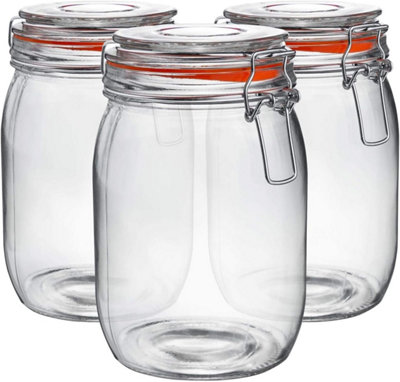 Neo 1L Pack of 3 Canisters with Airtight Silicone Seal Lids