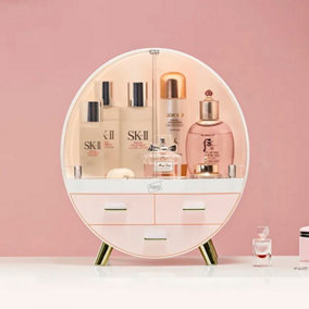 Neo 2 Drawer Round Desktop Cosmetic Makeup Display Storage Box Organiser