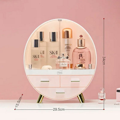 Neo 2 Drawer Round Desktop Cosmetic Makeup Display Storage Box Organiser