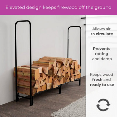 Neo 240cm Outdoor Metal Log Holder Storage Rack with Cover - 3